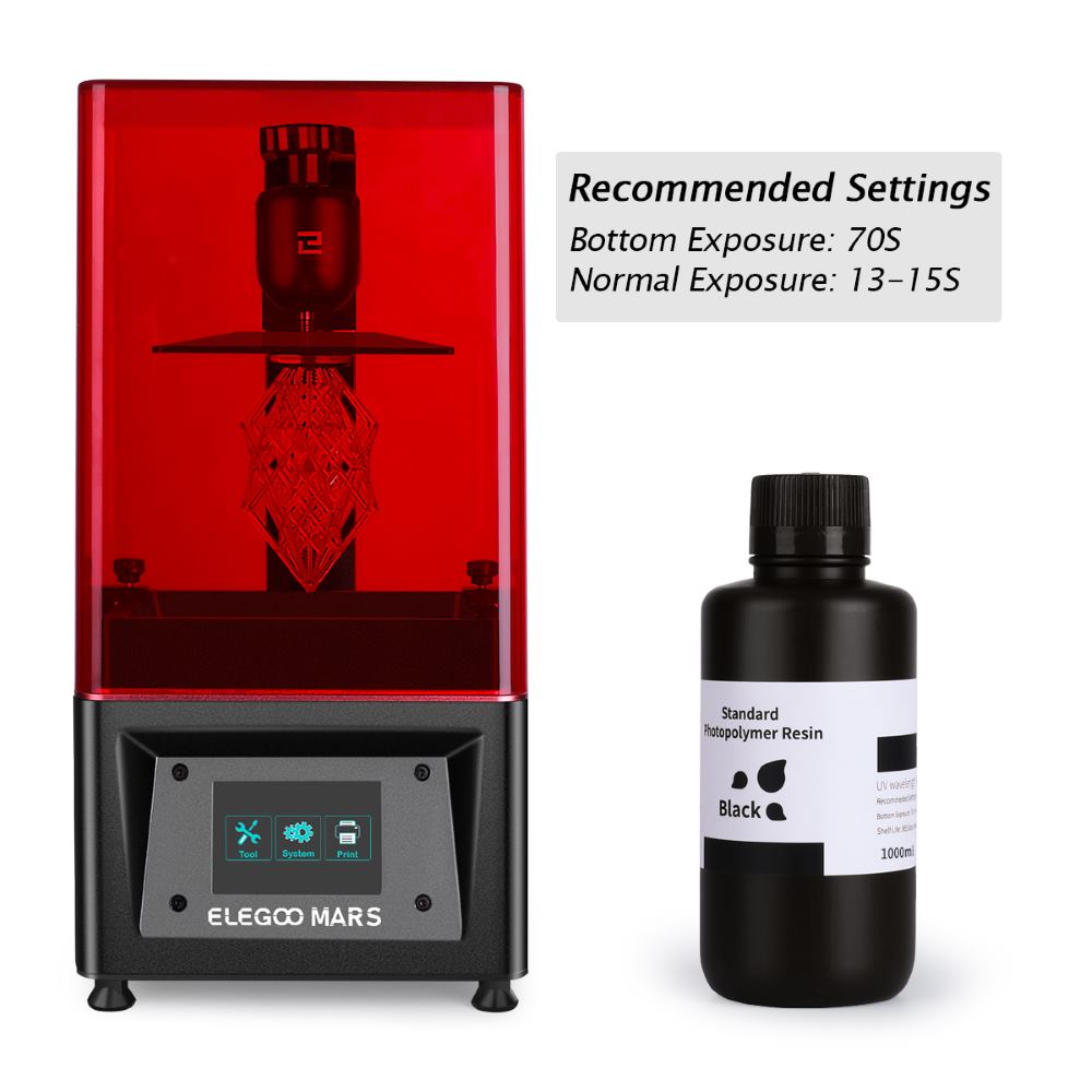 500g Resina Impressão 3D Standard LCD UV Black - Elegoo Mars - Image 3