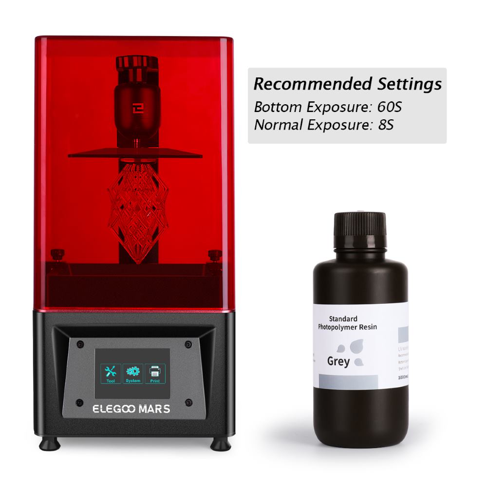 500g Resina Impressão 3D Standard LCD UV Grey - Elegoo Mars - Image 3
