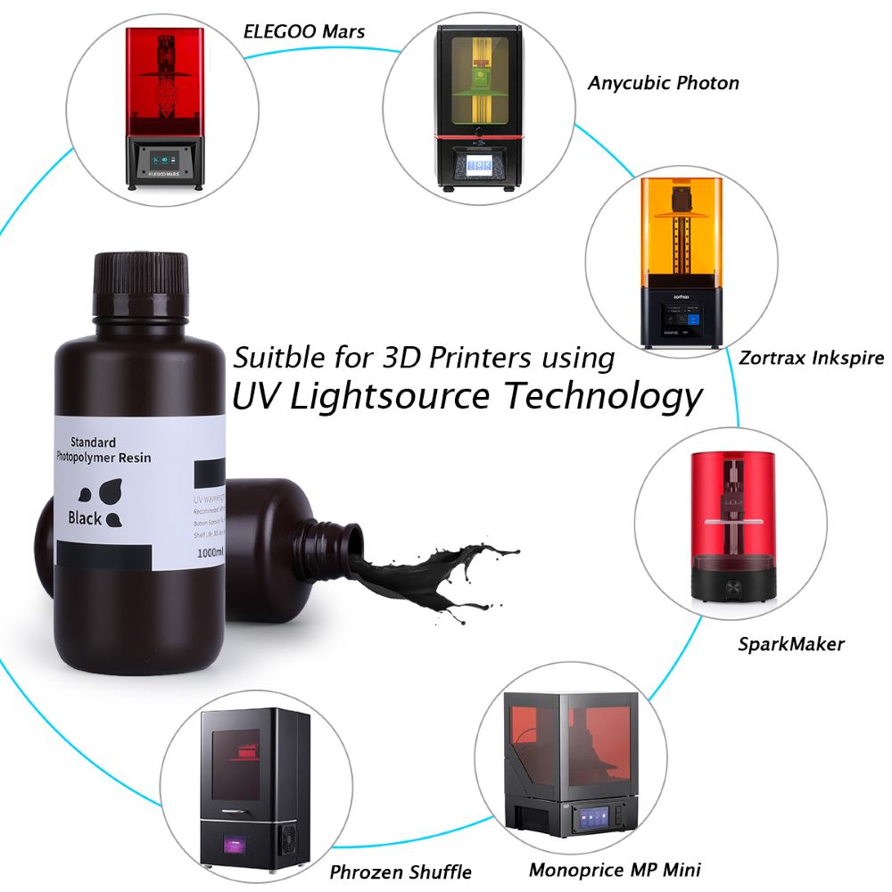 500g Resina Impressão 3D Standard LCD UV Black - Elegoo Mars - Image 4