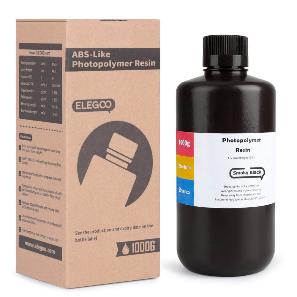 1000g Resina Impressão 3D Fotopolímero ABS Smoky Black - Elegoo Mars - Image 2