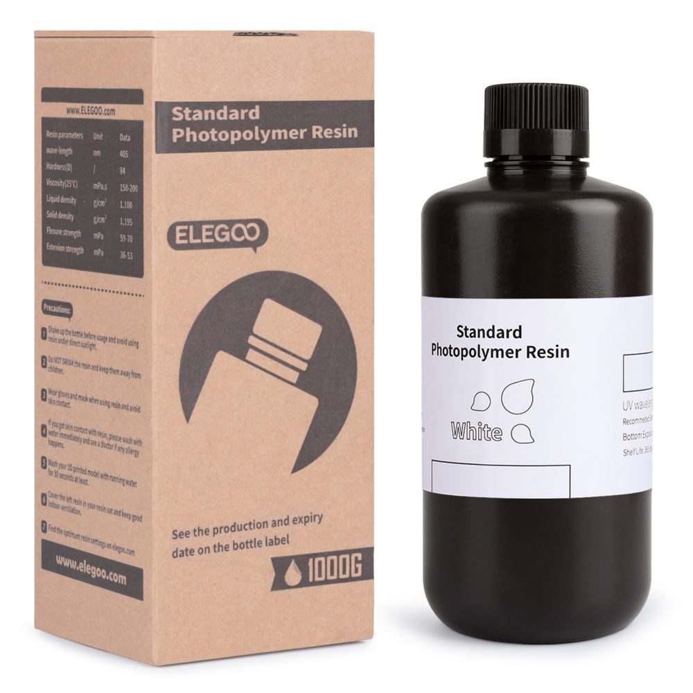 1000g Resina Impressão 3D Standard LCD UV White - Elegoo Mars - Image 2