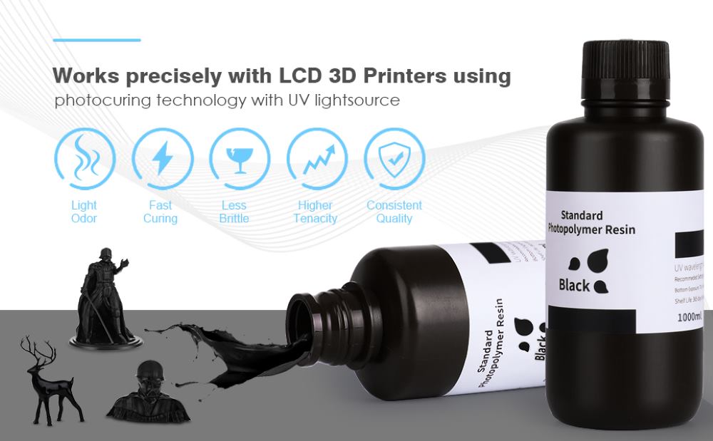 500g Resina Impressão 3D Standard LCD UV Black - Elegoo Mars - Image 6