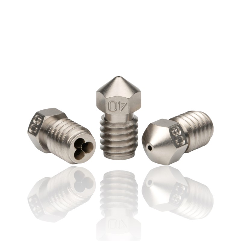1.8mm CHT Coated Brass Nozzle M6×1×7.5×12.5 MOS 1.75 E3D V6 Revestimento de Níquel - Bondtech