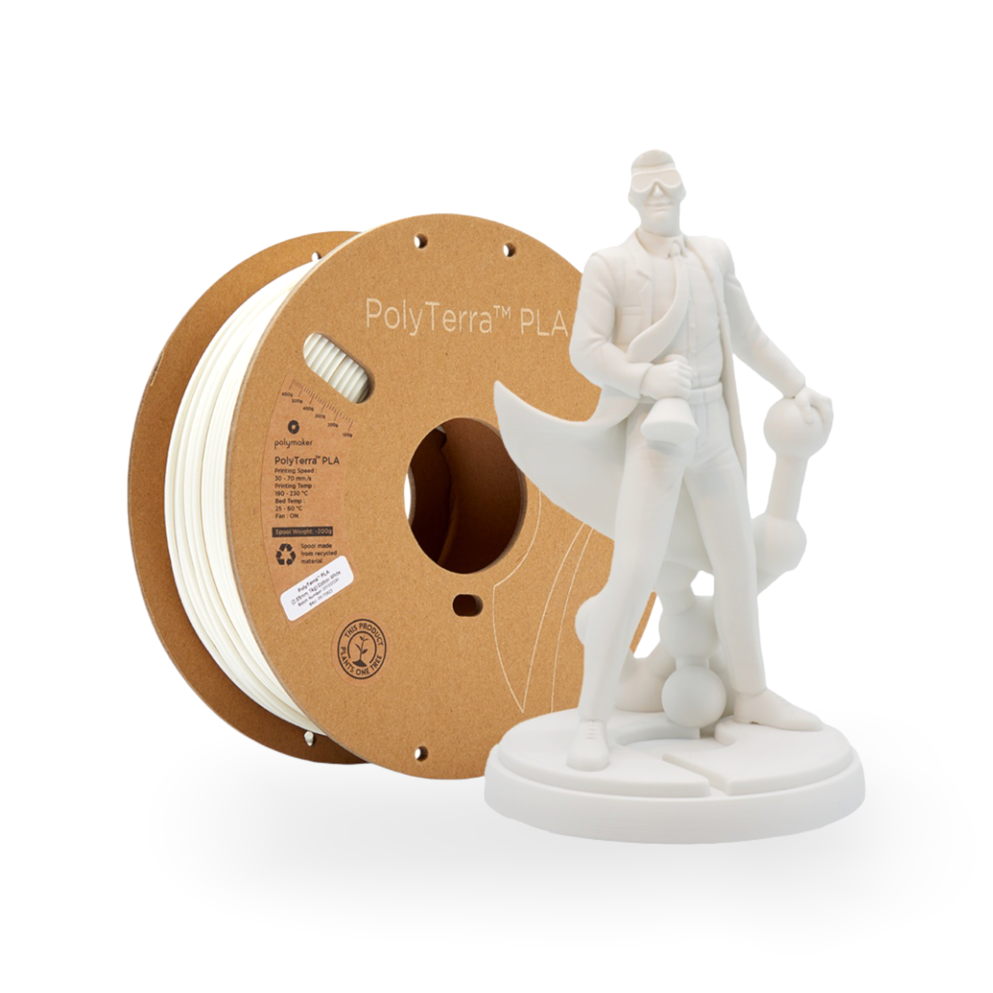 PLA Polyterra 1kg Cotton White - Polymaker – LINHA ANTIGA (Consultar Descrição)