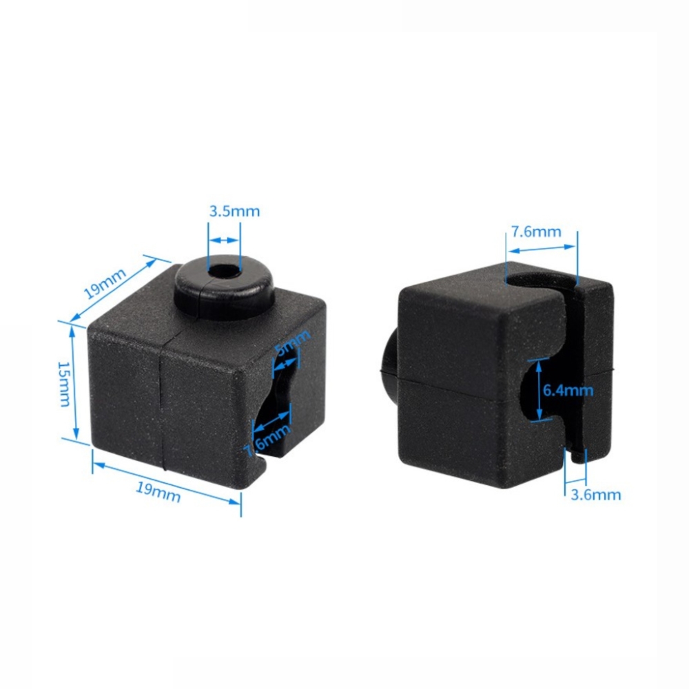 Isolamento de silicone Preto para Heat Block V5 Clone Alumínio 19X19X15mm (Heatblock bloco de aquecimento compatível com E3D V5) - AIMSOAR