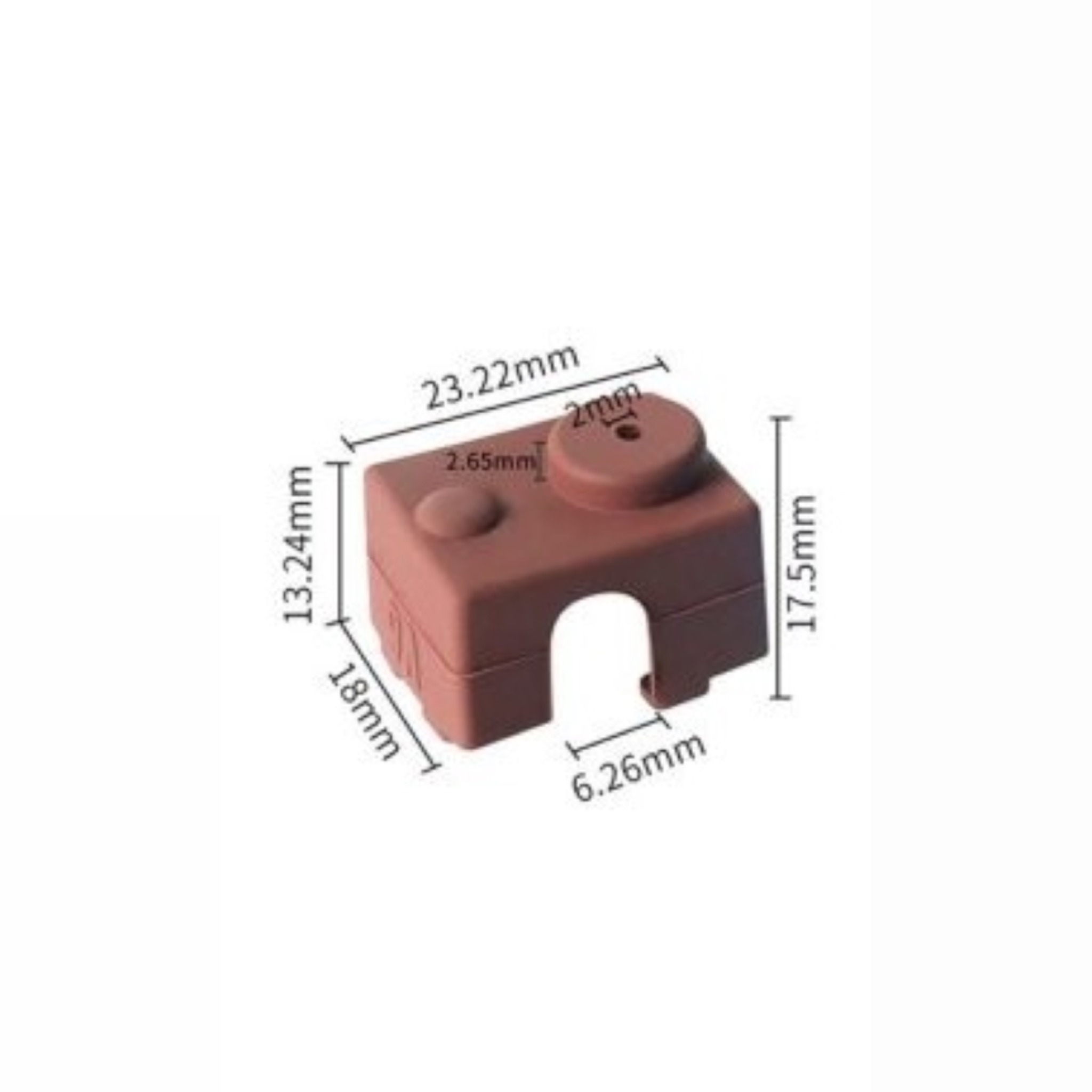 Isolamento de silicone Castanho para Heat Block V6 Clone Alumínio 20X12X16 (Heatblock bloco de aquecimento compatível com E3D V6 clone e não com o original) - AIMSOAR