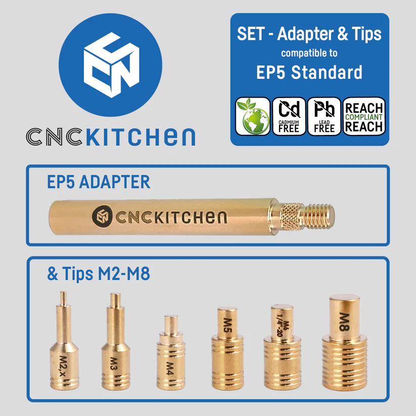 Conjunto Soldering Tips SET Adapter EP5 (+ Tips ONLY Set) - CNC Kitchen