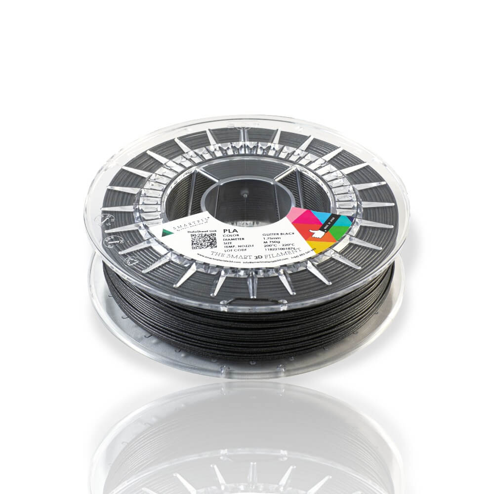 Smartfil PLA GLITTER BLACK L 1kg Preto - Smart Materials 3D