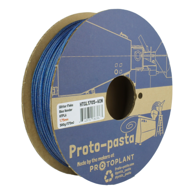 HTPLA Wonder Blue with Multi-color Glitter ( Community Inspired ) 50g ( Amostra ) - ProtoPasta - Image 3