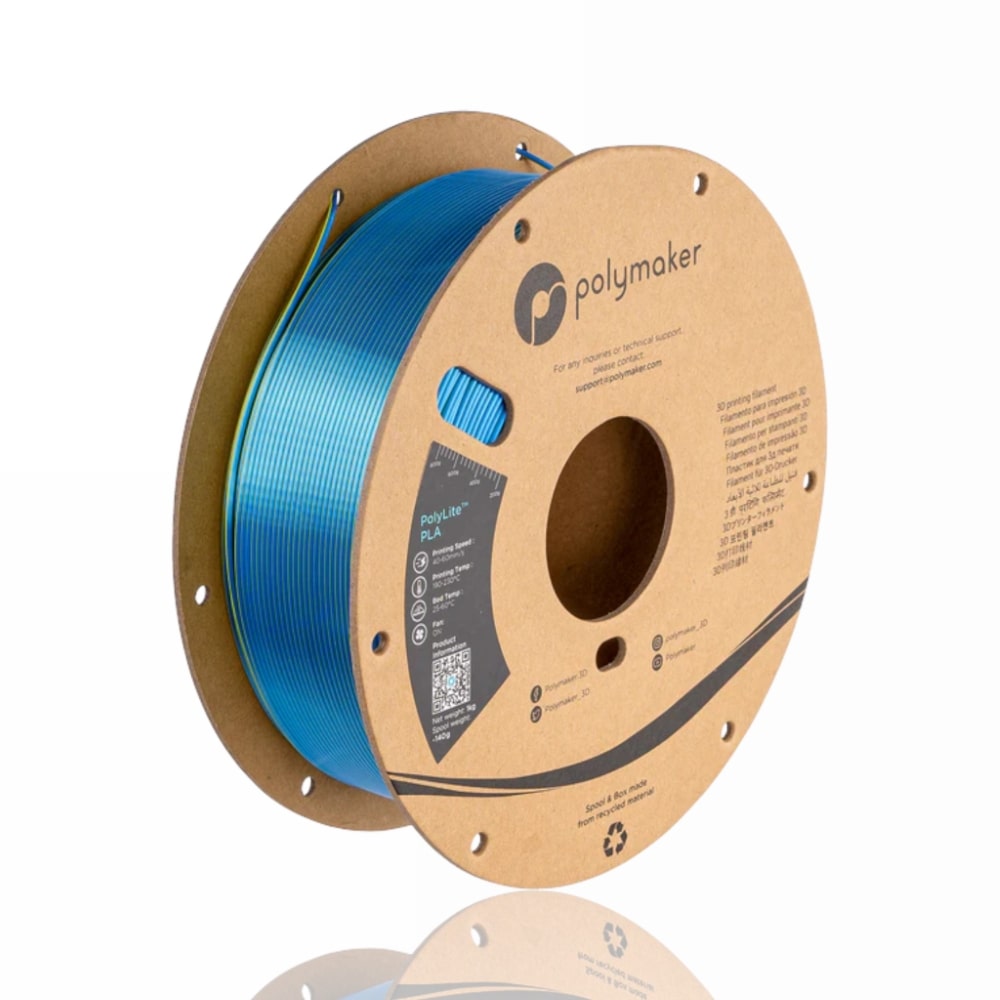 PLA PolyLite™ Dual Silk 1kg Chameleon Yellow-Blue - Polymaker – LINHA ANTIGA (Consultar Descrição)