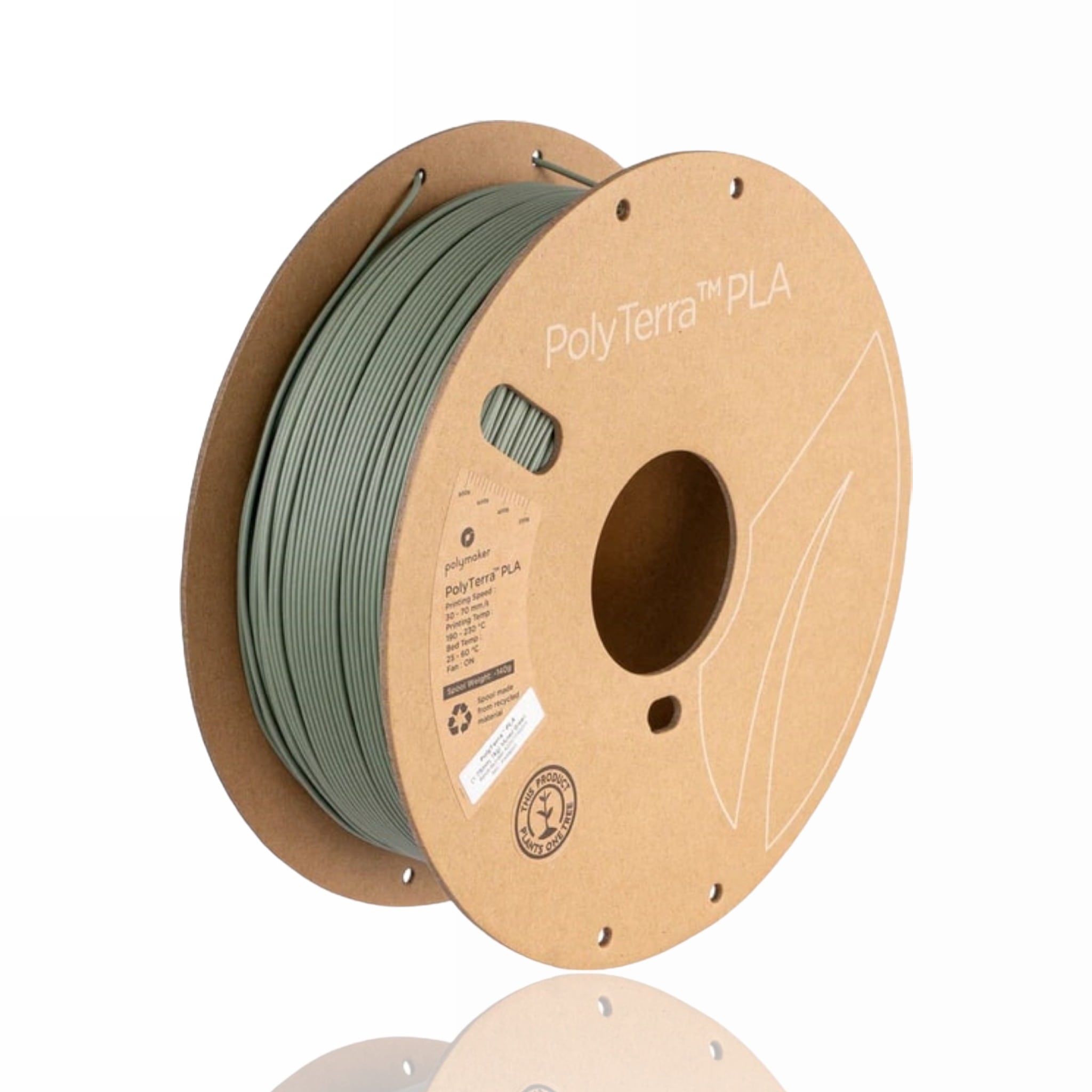 PLA Polyterra 1kg Muted Green - Polymaker – LINHA ANTIGA (Consultar Descrição)