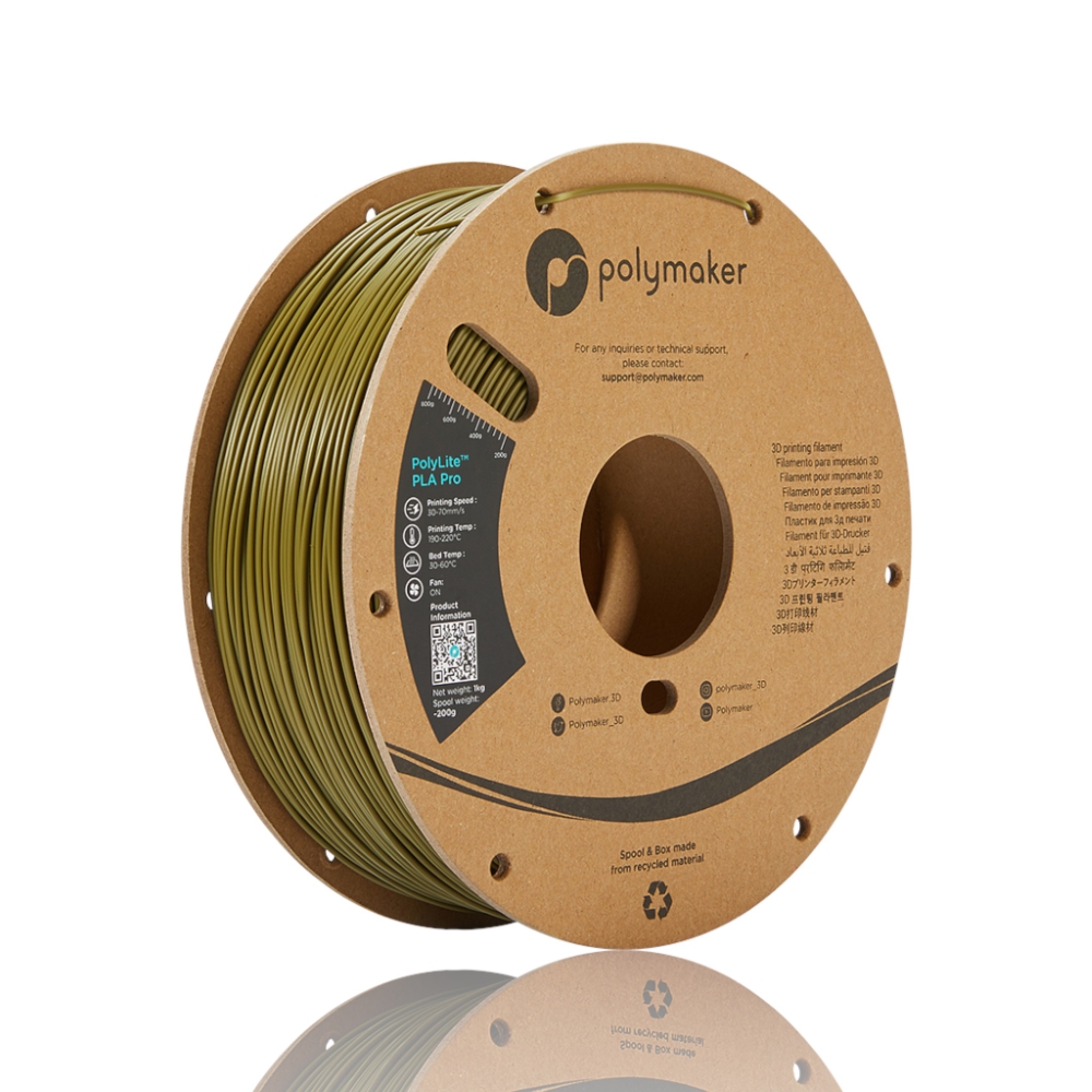 PLA Pro PolyLite 1kg Army Green - Polymaker – LINHA ANTIGA (Consultar Descrição)