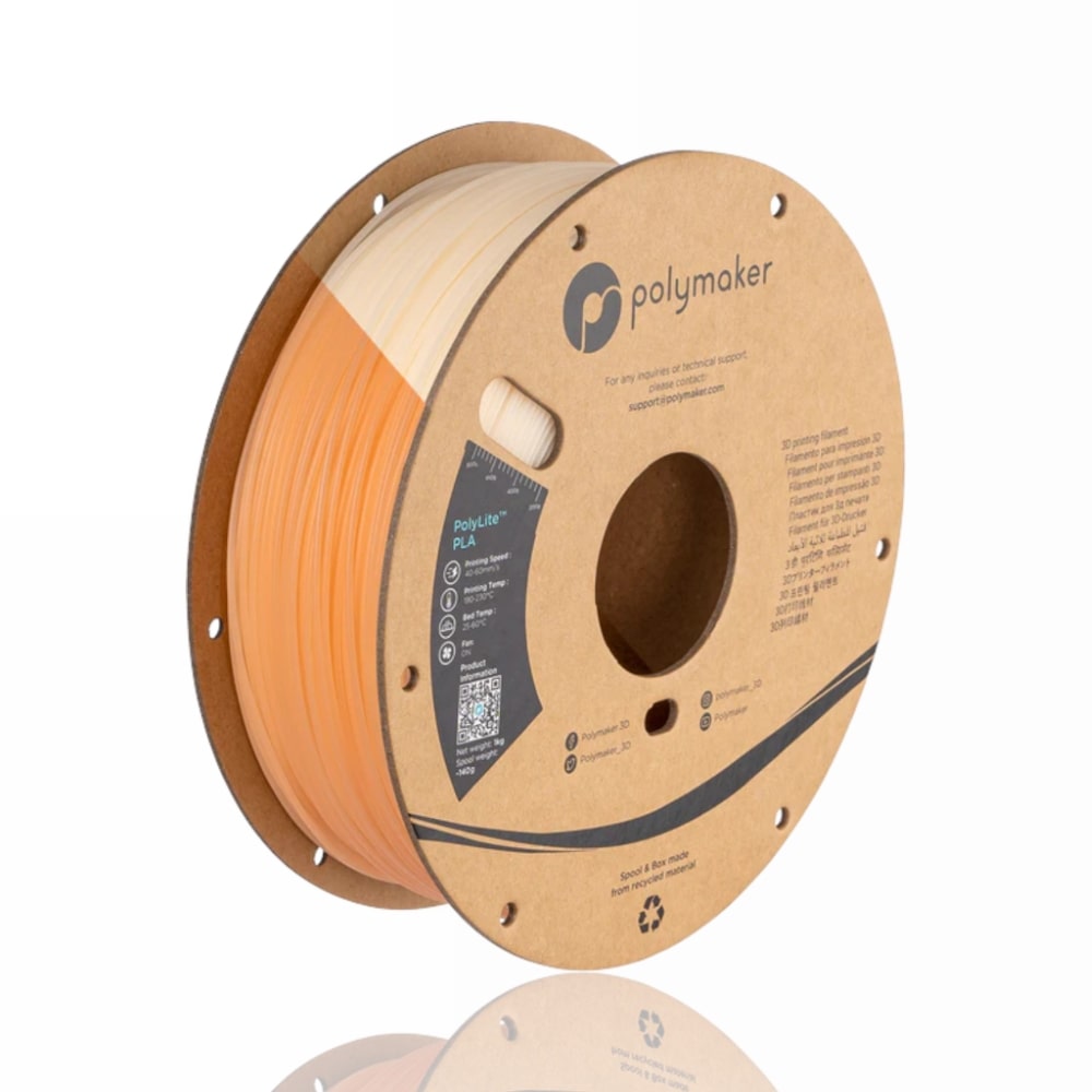PolyLite™ PLA UV Color Changing (Natural/Orange) - Polymaker – LINHA ANTIGA (Consultar Descrição)
