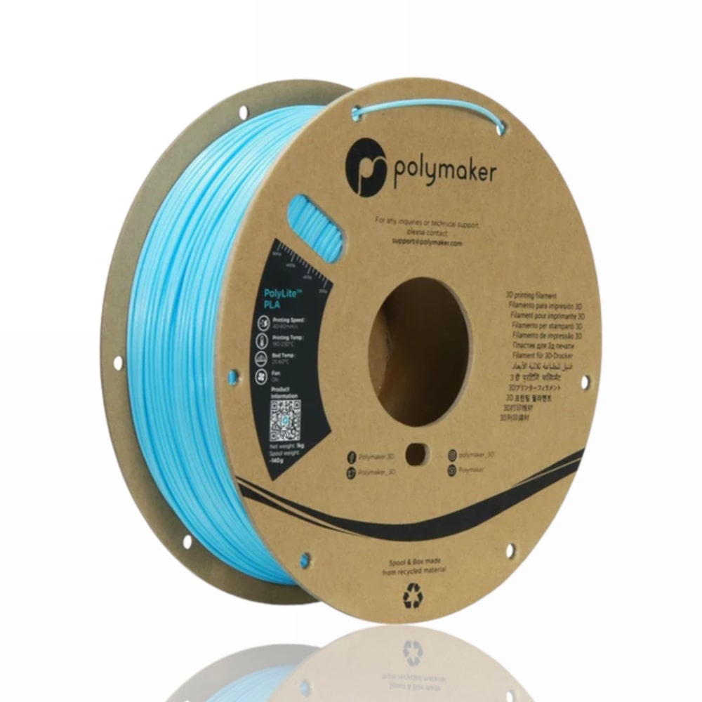 PLA PolyLite 1kg Sky Blue - Polymaker – LINHA ANTIGA (Consultar Descrição)