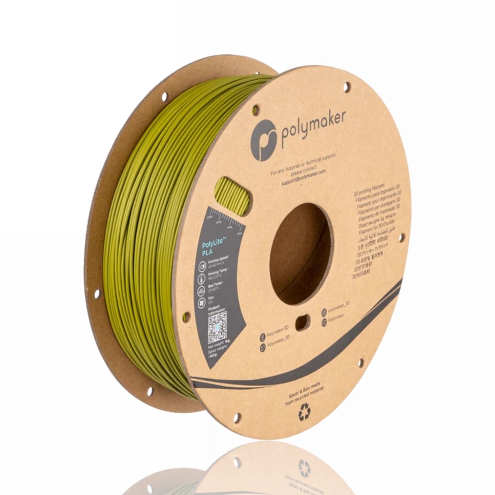 PLA PolyLite 1kg Olive Green - Polymaker – LINHA ANTIGA (Consultar Descrição)