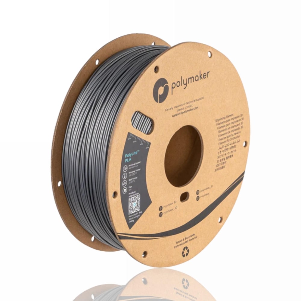 PLA PolyLite 1kg Steel Grey - Polymaker – LINHA ANTIGA (Consultar Descrição)