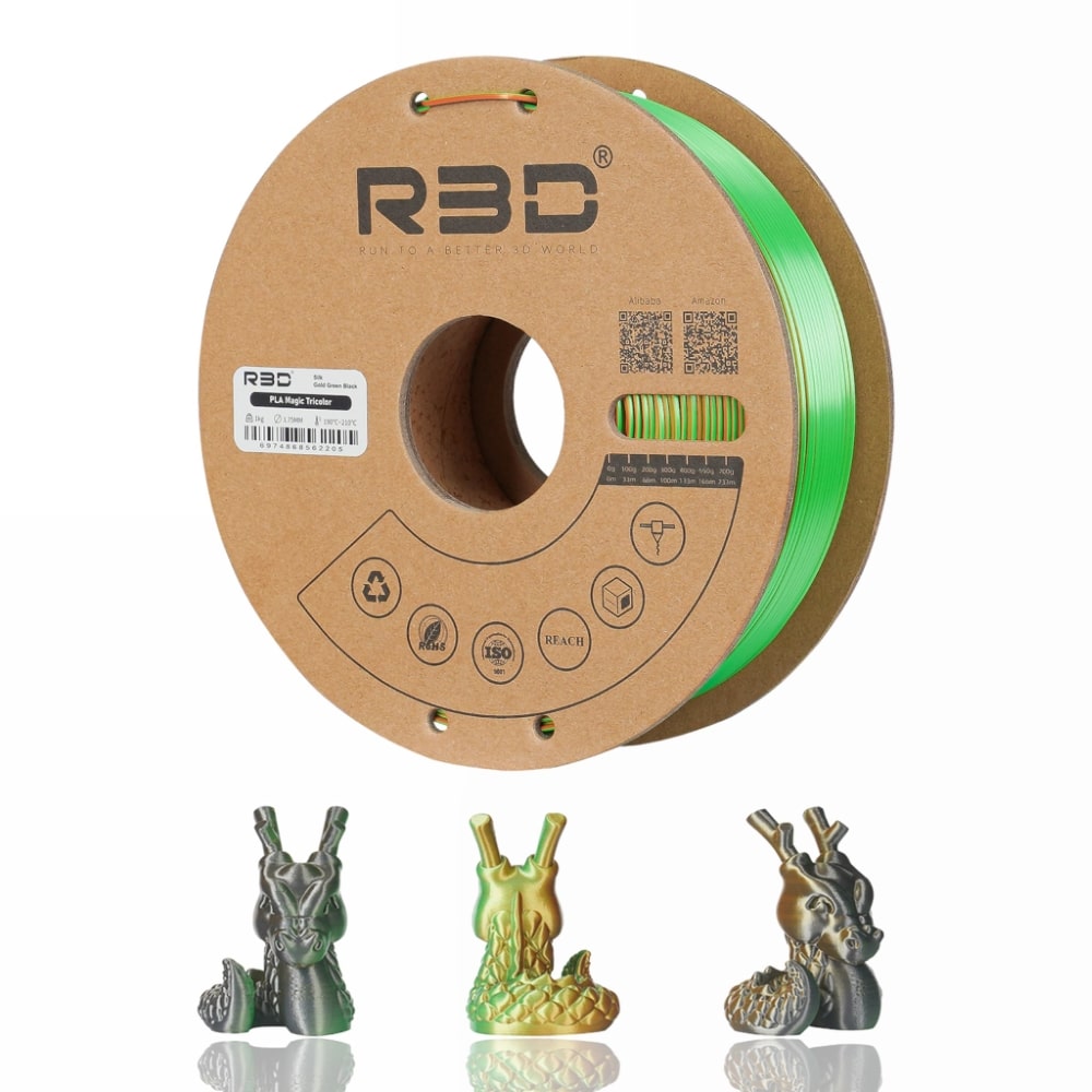 PLA Magic TriColor 1kg (Gold + Green + Black) - R3D - Image 3