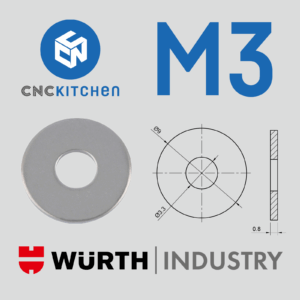 200 Anilhas aba larga M3 Large Washers - CNC Kitchen