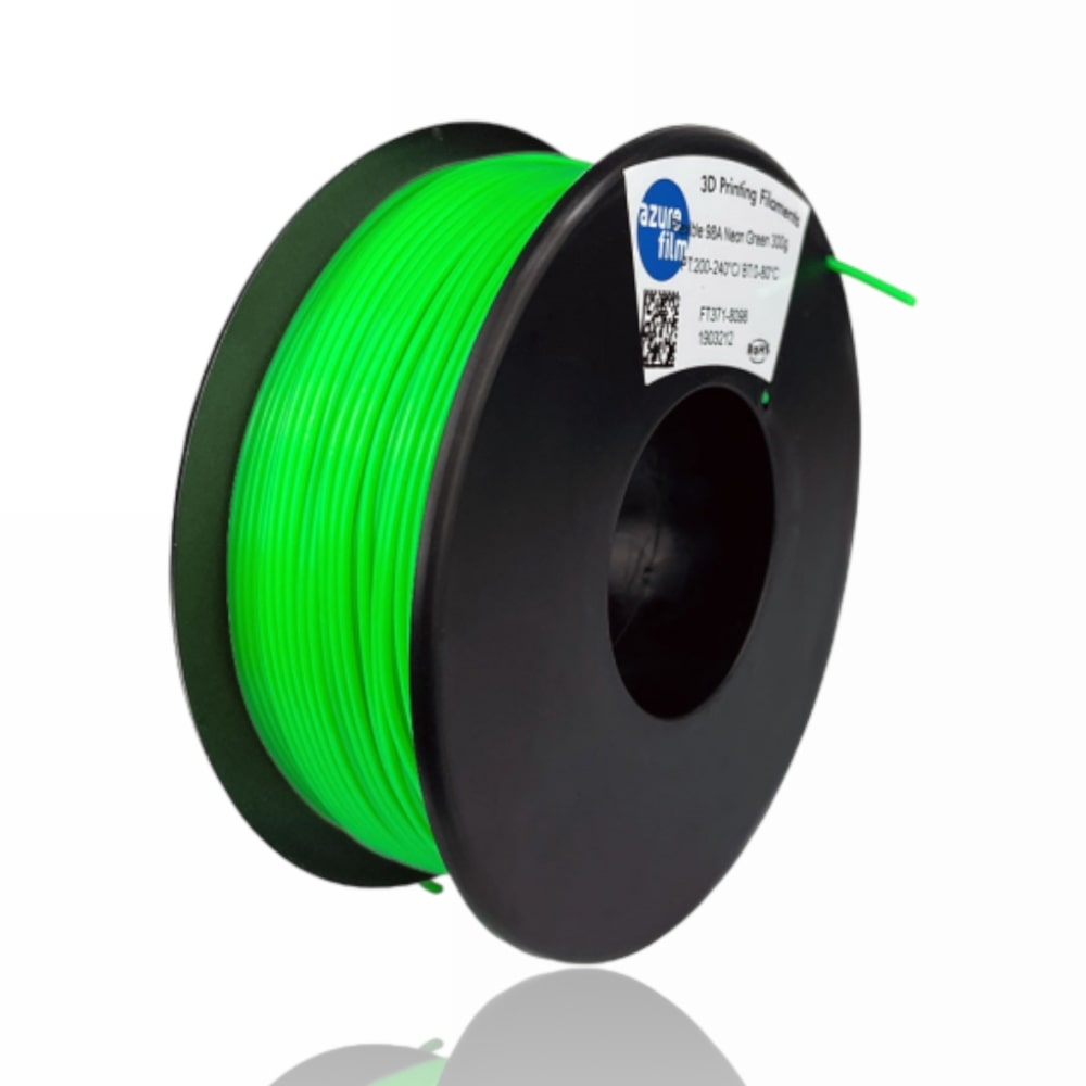 TPU 300g Flexible Filament Hardness 98A Neon Green - Azurefilm - Image 2