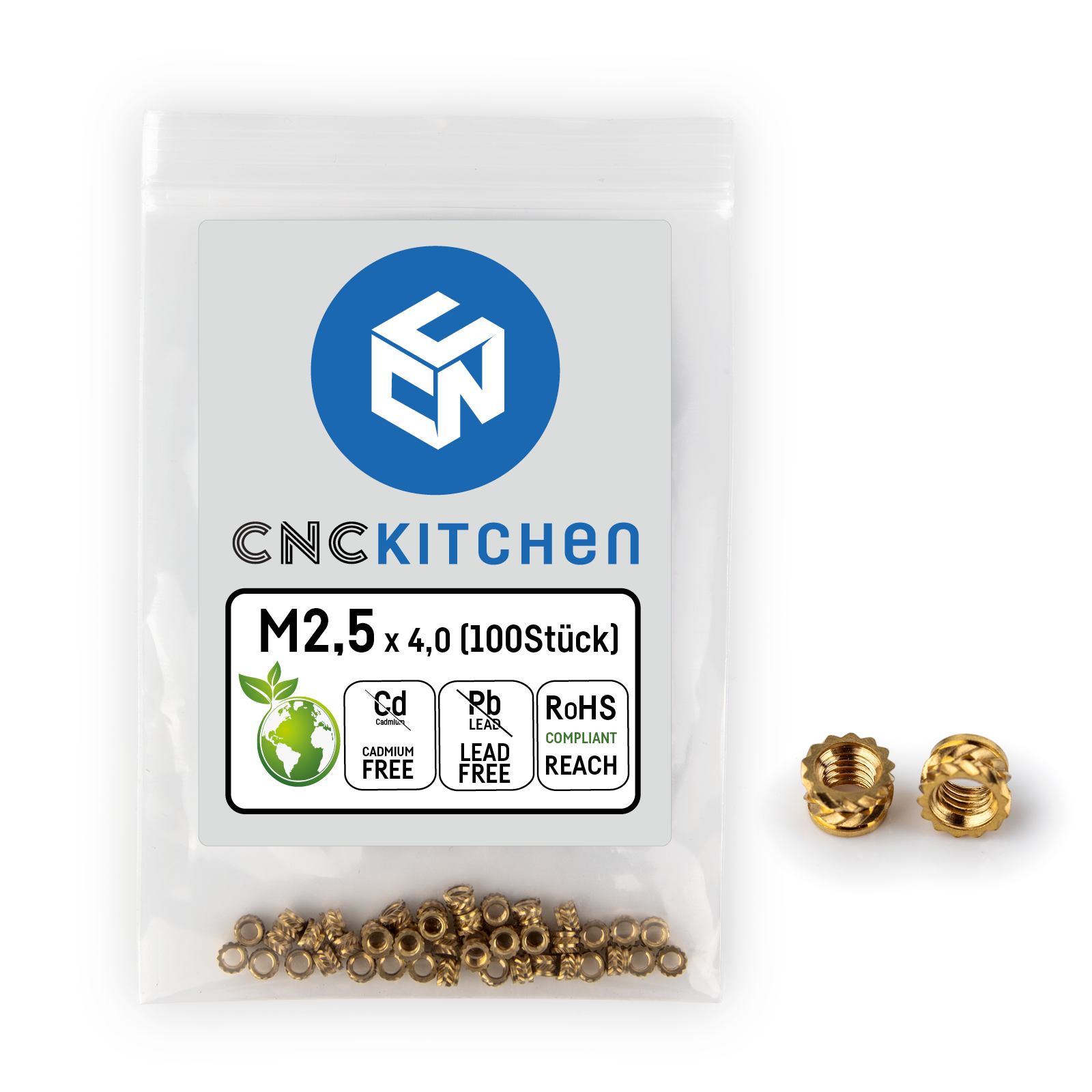 Threaded inserts - M2.5 standard 100 pcs - CNC Kitchen