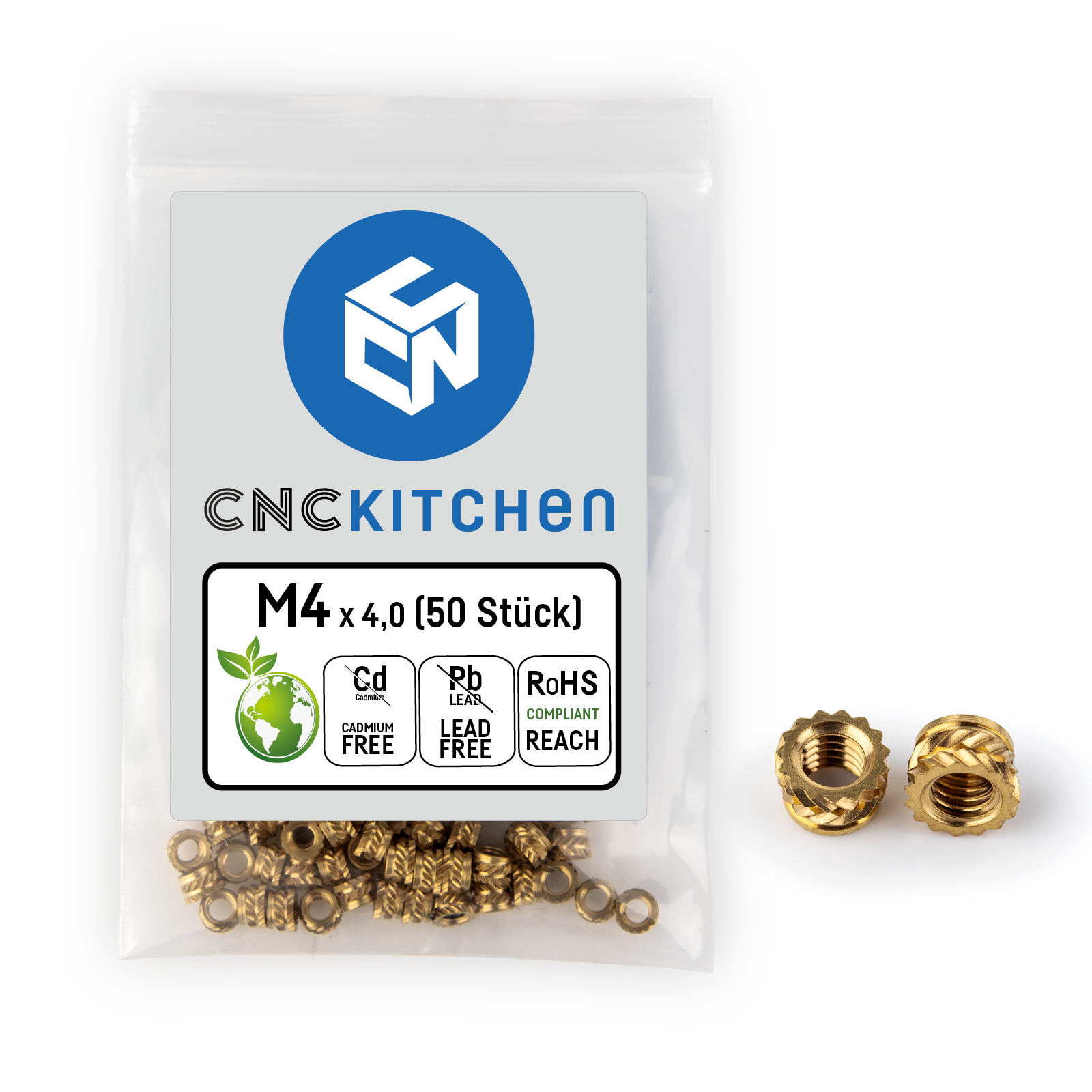 Threaded inserts - M4 short 50 pcs - CNC Kitchen