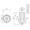 0.4mm C-SERIES Latão Revestido a Níquel Nozzle V6 (compatível com E3D Electroplated nickel plated high Temp H59 ) - AIMSOAR
