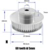 Polia para Correia 6mm GT2 60 Dentes 18mm 5mm Furo Alumínio ( GT2 timing belt pulley) - AIMSOAR