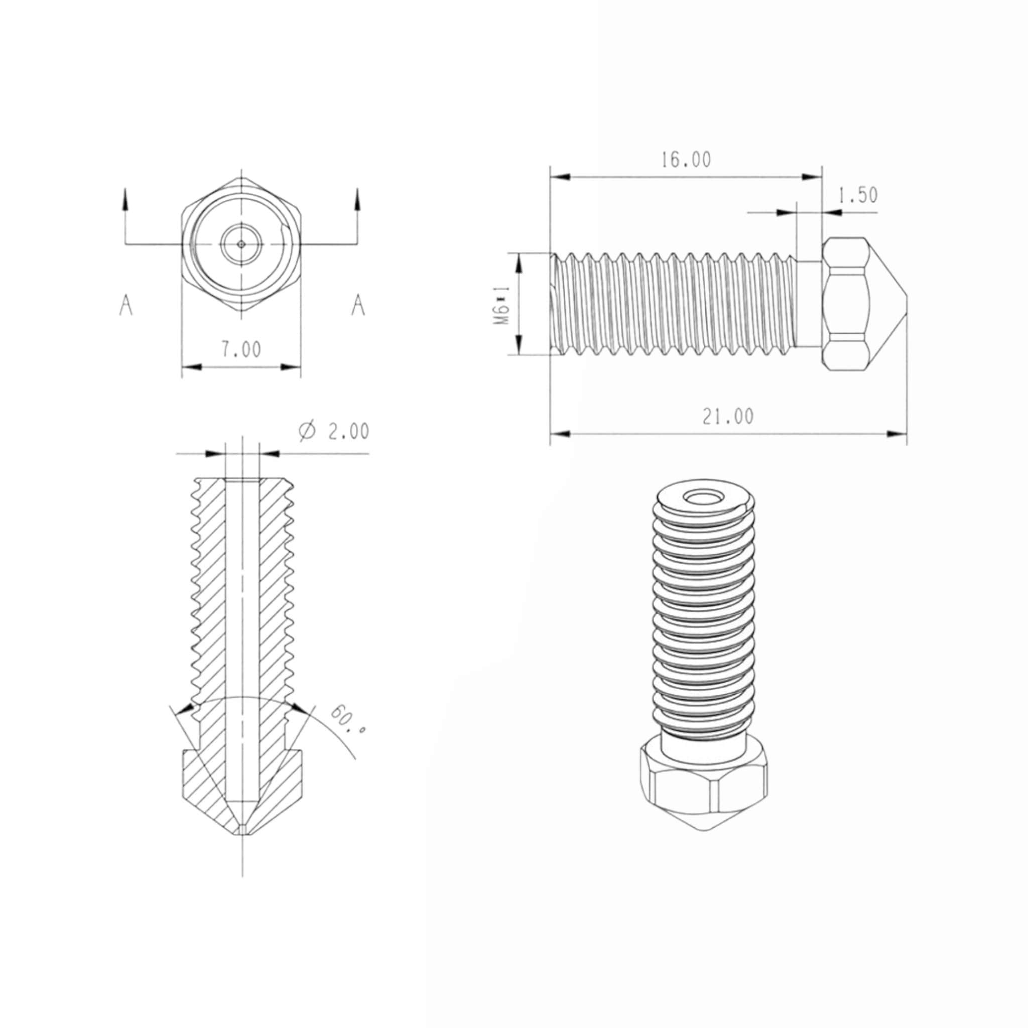0.4mm High Quality CuCrZr Nozzle E3D Volcano - AIMSOAR - Image 3