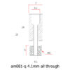 Heat Break PTFE Garganta 1.75mm ( Single Head Dual Color Throat Heatbreak ) - AIMSOAR