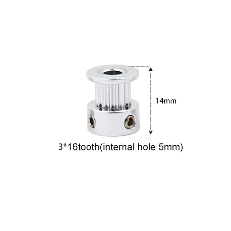 Polia para Correia GT2 16 Dentes 14mm 5mm Furo Alumínio ( GT2 timing belt pulley) - AIMSOAR - Image 2