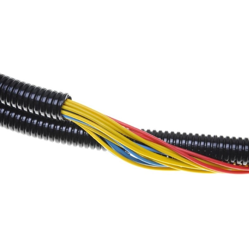1m Tubo Anelado Corrugado PP 26mm diâmetro Fechado Preto (mangueira de plástico flexível passa cabos elétricos) - OEM - Image 2