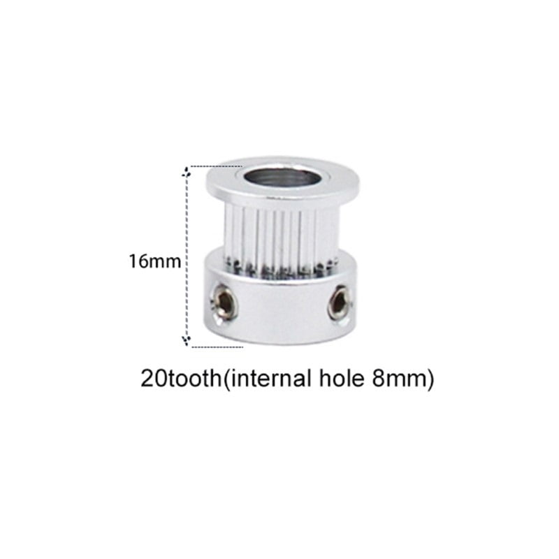 Polia para Correia GT2 20 Dentes 16mm 8mm Furo Alumínio ( GT2 timing belt pulley) - AIMSOAR - Image 2