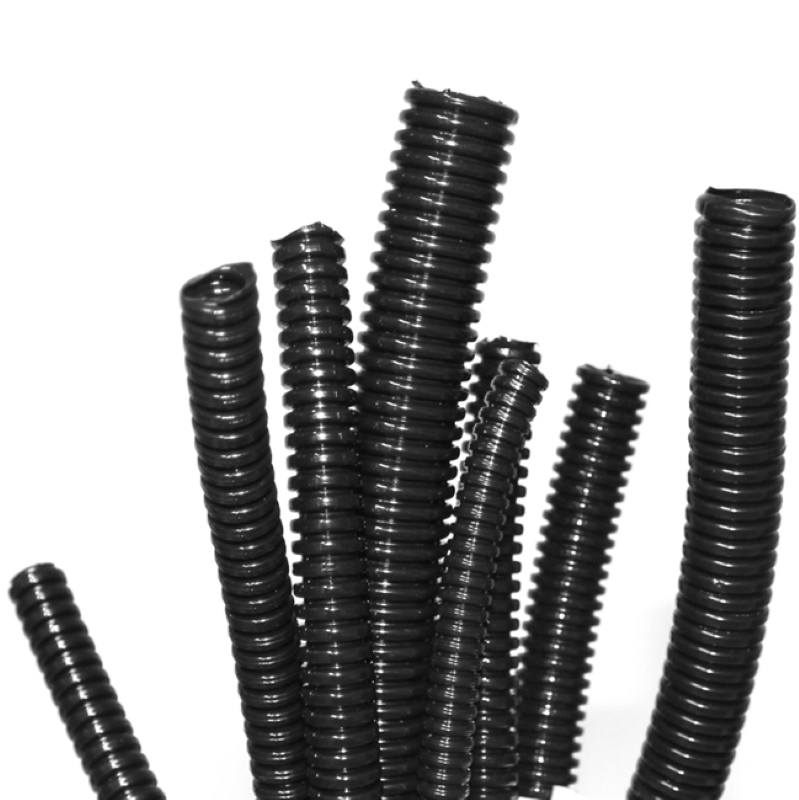 1m Tubo Anelado Corrugado PP 26mm diâmetro Fechado Preto (mangueira de plástico flexível passa cabos elétricos) - OEM