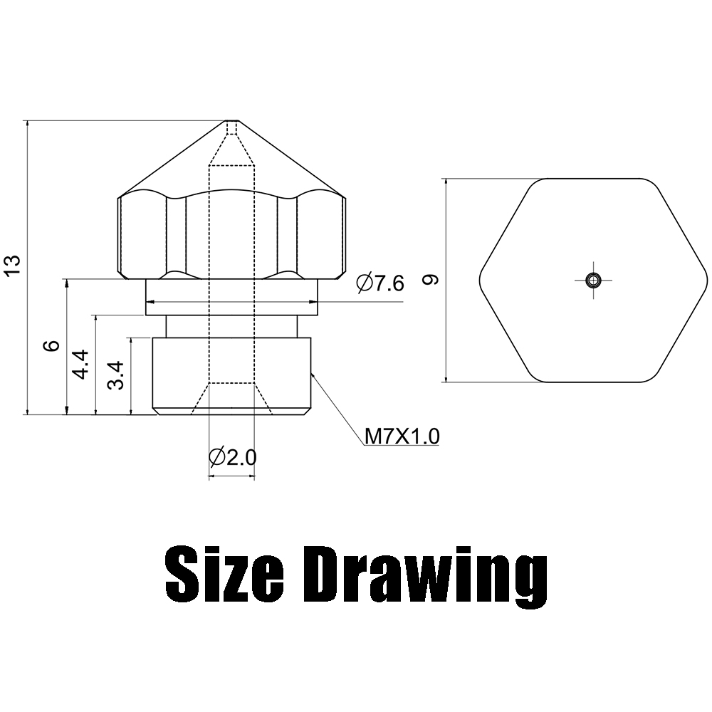 0.8mm B-SERIES PREMIUM Aço Endurecido Hardened Steel Nozzle MK10 Micro Swiss - AIMSOAR - Image 8