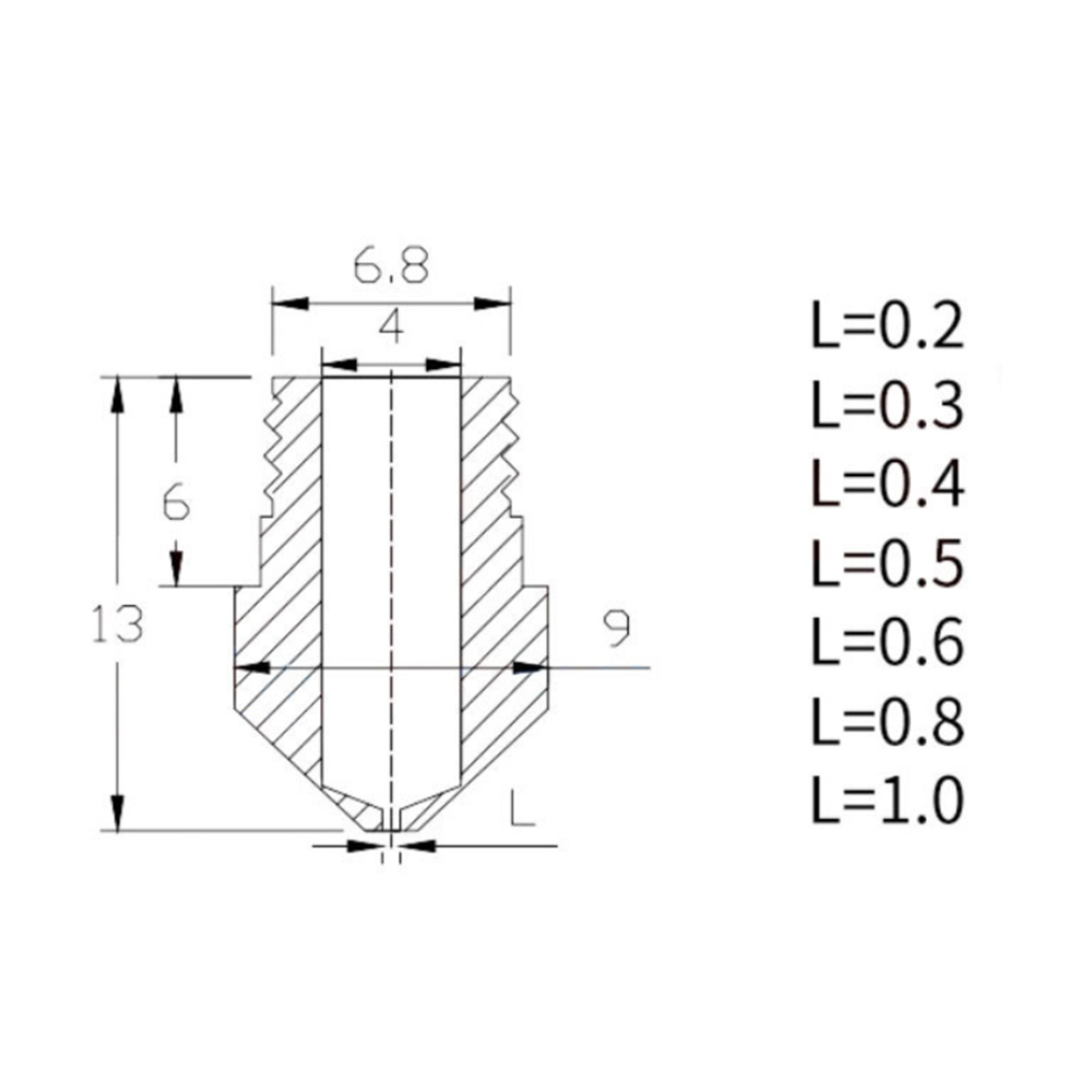0.3mm Aço Inox Stainless Steel Nozzle MK10  - AIMSOAR - Image 5