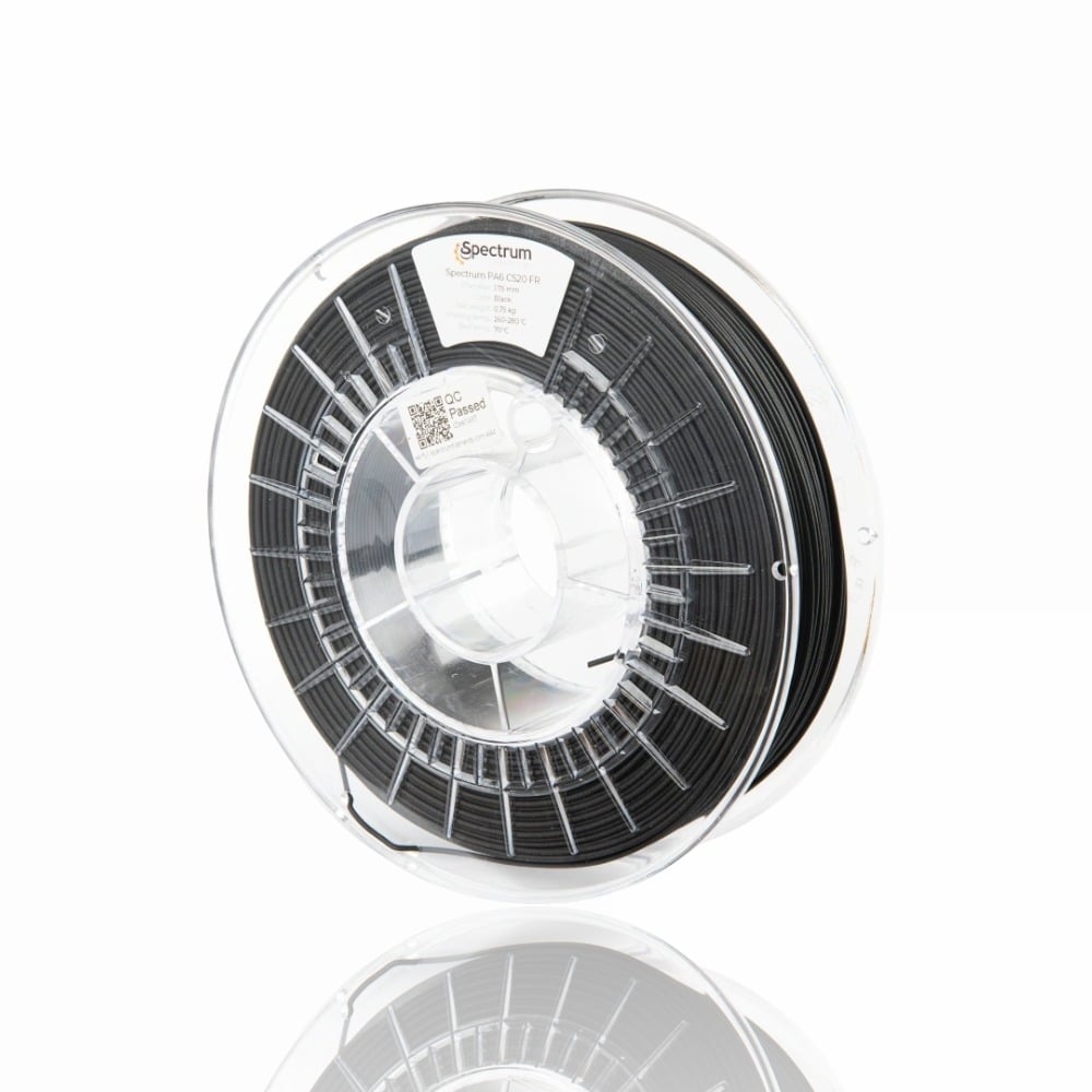 PA6 CS20 FR V0 (Retardador de Fogo) 0,75kg Black - Spectrum Filaments
