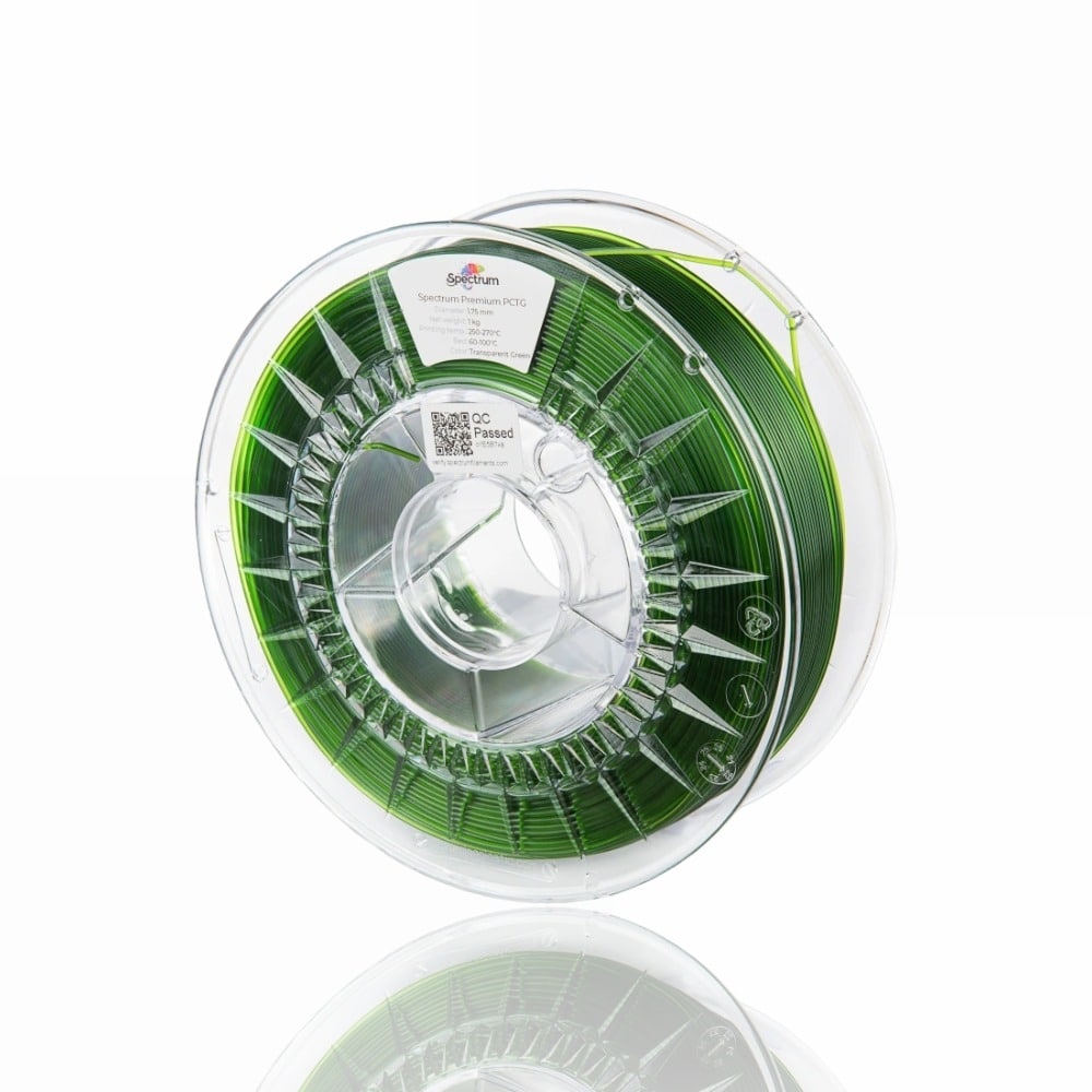 PCTG Premium Transparent Green 1kg - Spectrum Filaments