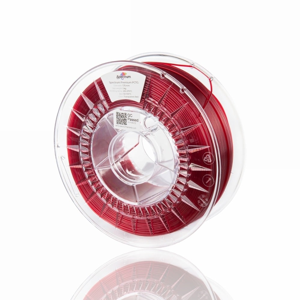 PCTG Premium Transparent Red 1kg - Spectrum Filaments