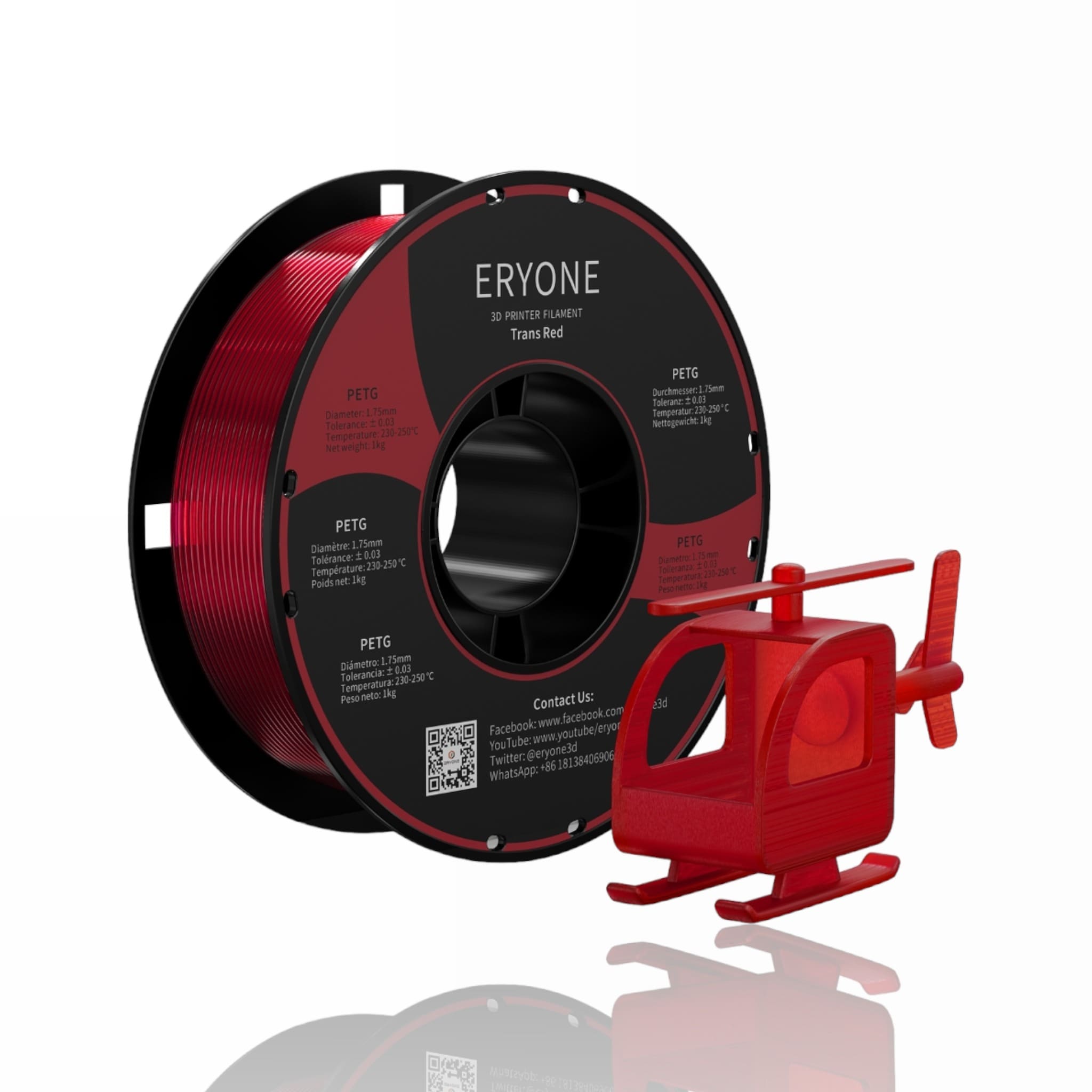 PETG 1kg Transparent Red - ERYONE