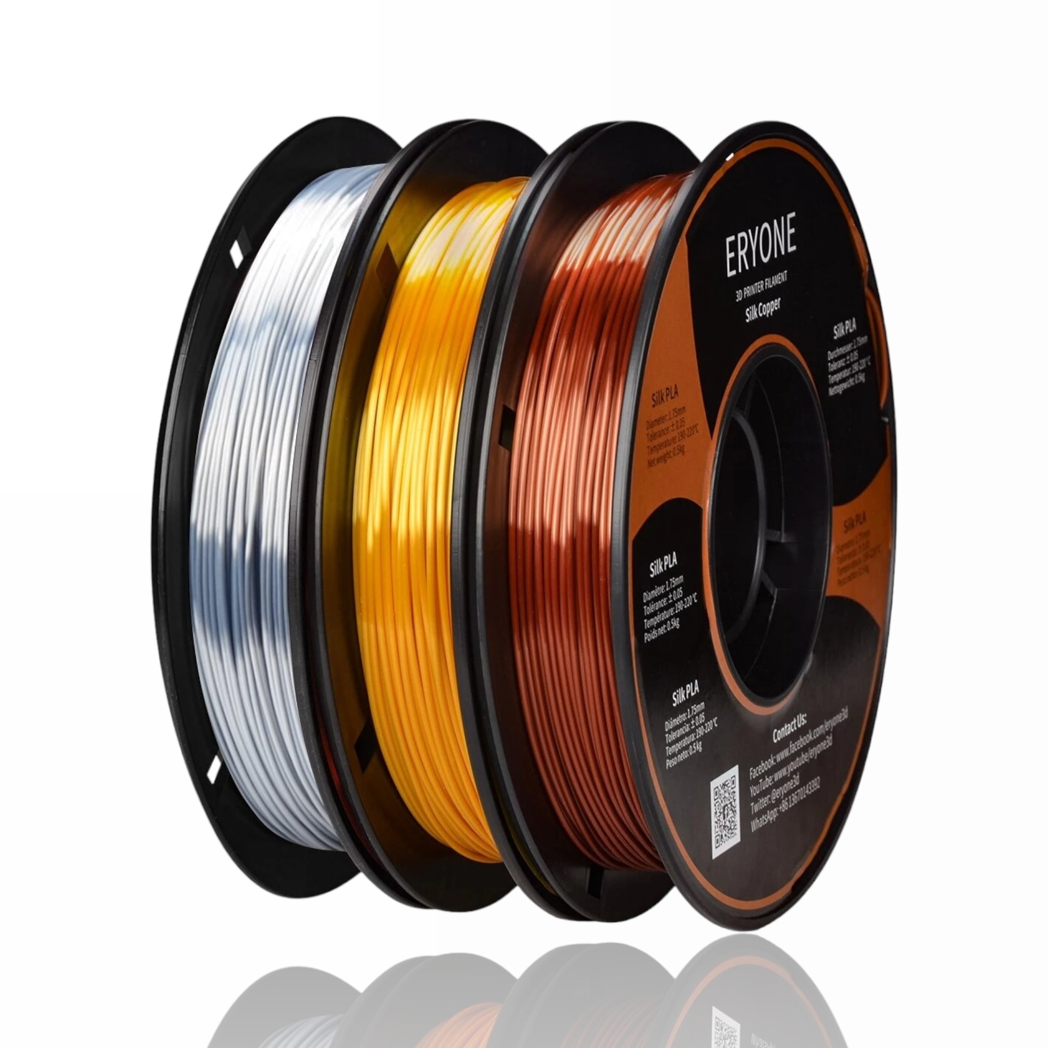 PLA Silk Combination 1,5kg (Gold + Silver + Copper) - ERYONE