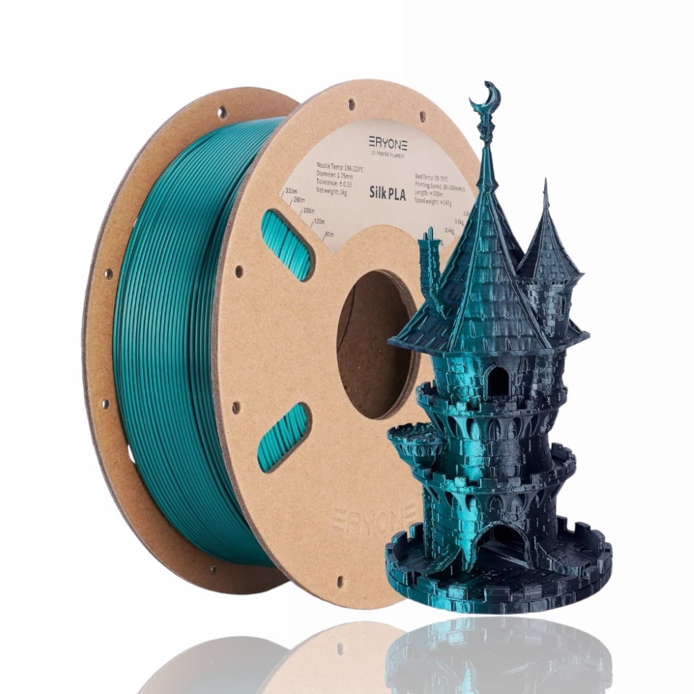PLA Silk Dual-Color 1kg (Black & Dark Green) - ERYONE