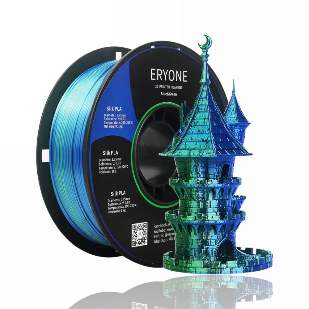 PLA Silk Dual-Color 1kg (Blue & Green) - ERYONE