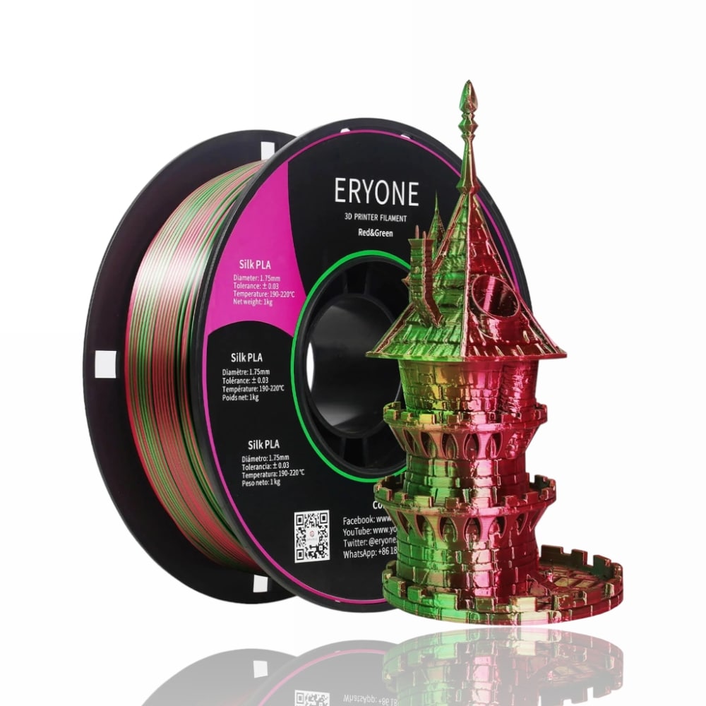 PLA Silk Dual-Color 1kg (Red & Green) - ERYONE