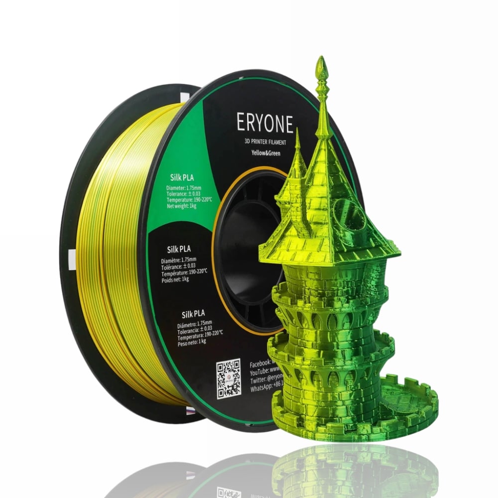 PLA Silk Dual-Color 1kg (Yellow & Green) - ERYONE
