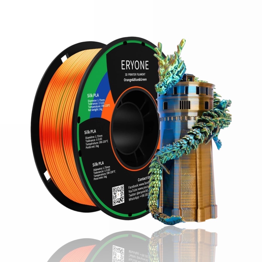 PLA Silk Tri-Color 1kg (Orange + Blue + Green) - ERYONE