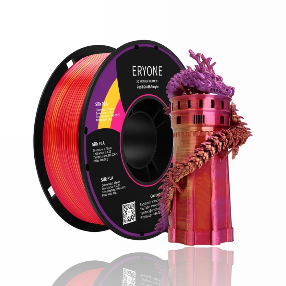 PLA Silk Tri-Color 1kg (Red + Purple + Gold) - ERYONE