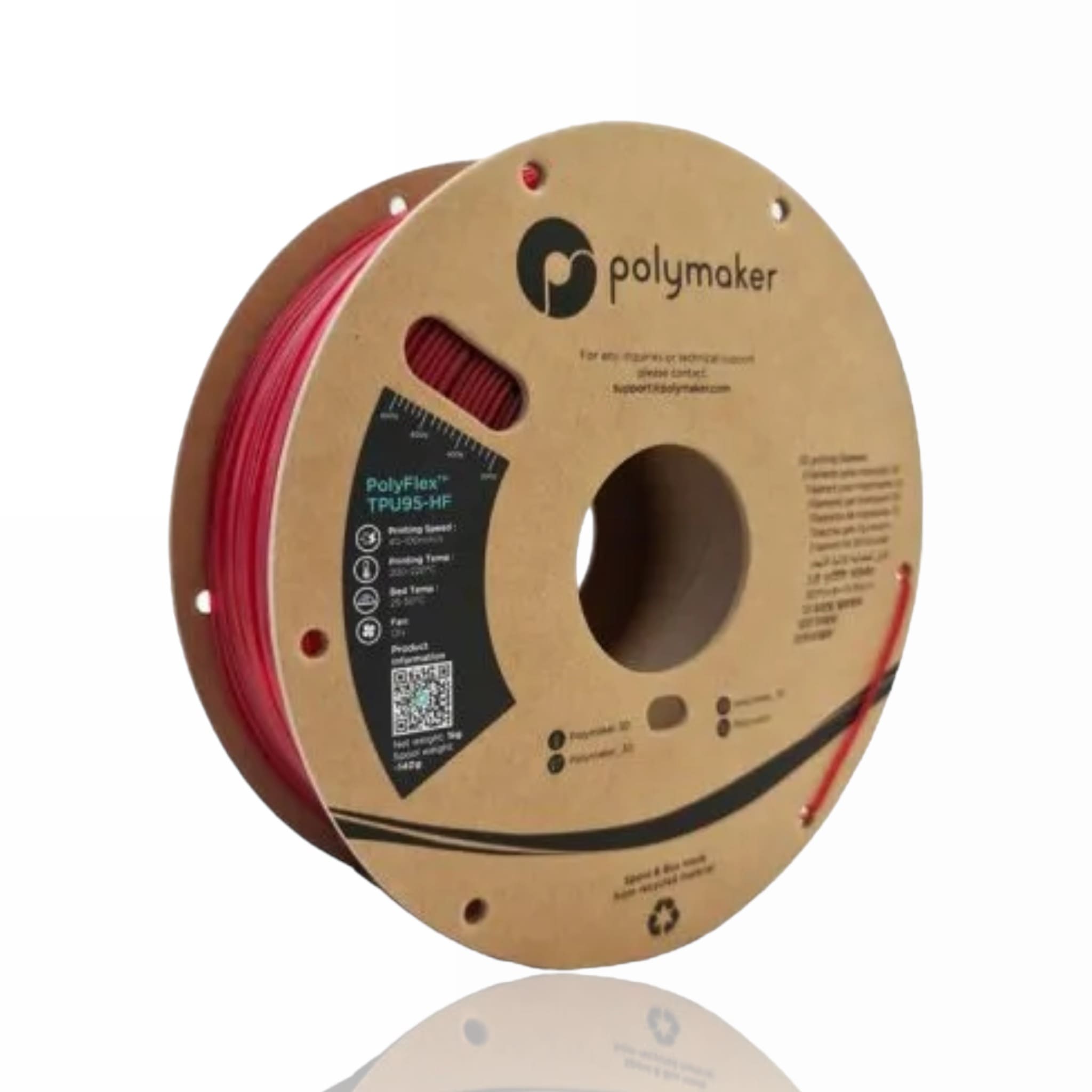 TPU 95A TPU95-HF PolyFlex Hight Speed 1kg Translucent Red - Polymaker