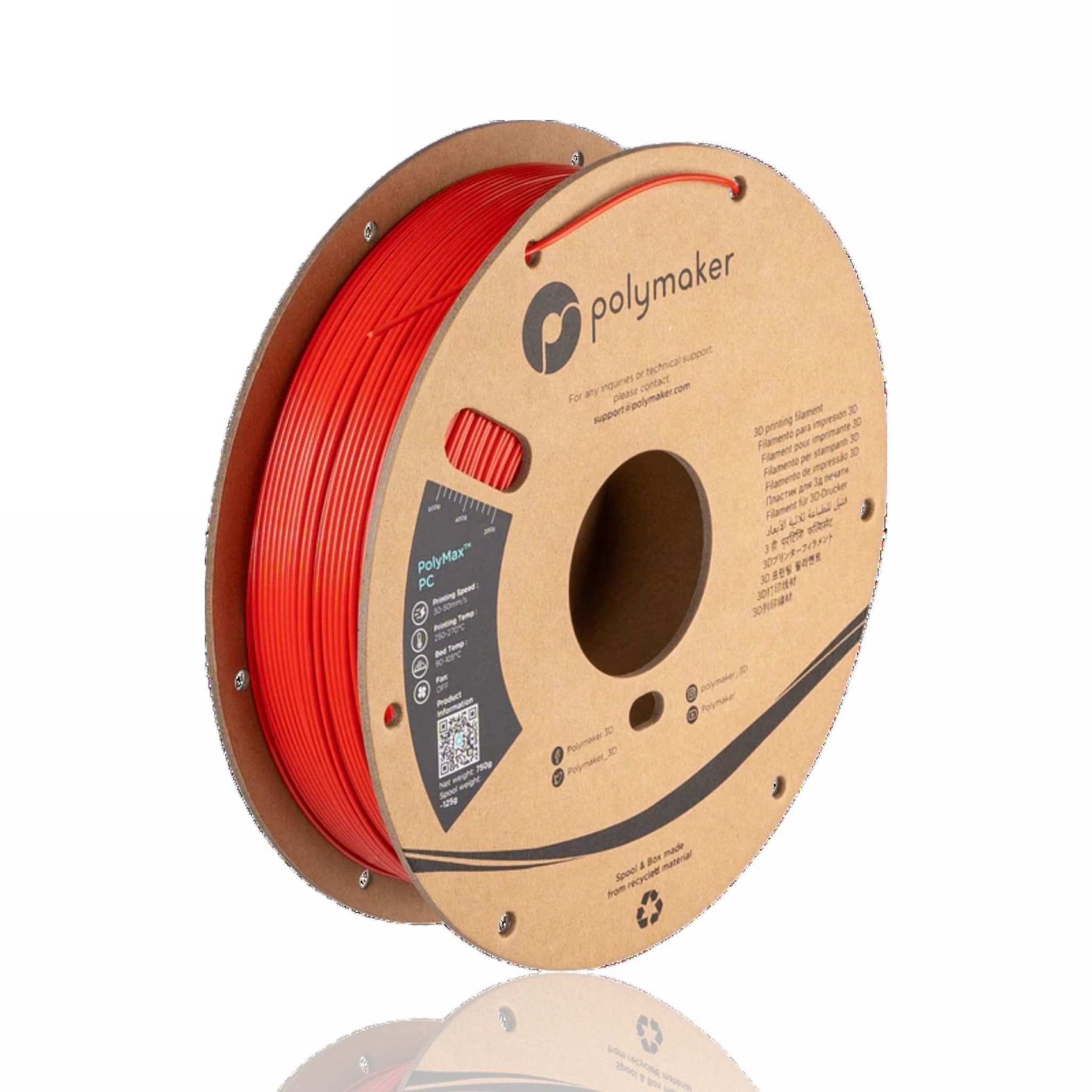 PC PolyMax Tough 750g Red - Polymaker