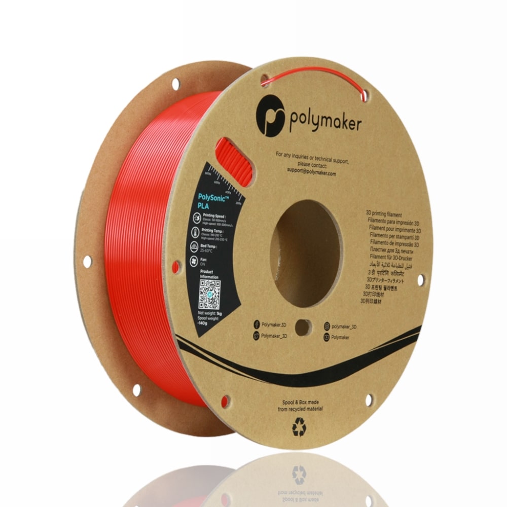 PLA PolySonic™ 1kg Red - Polymaker - Image 2