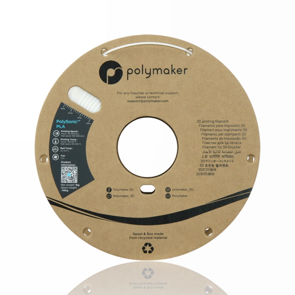 PLA PolySonic™ 1kg White - Polymaker - Image 5